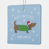 可愛いDaschund写真クリスマス セラミックオーナメント (左)