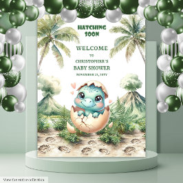 可愛いDino赤ちゃんシャワー背景ハッチ タペストリー