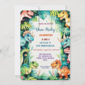 可愛いDIno野花恐竜1st誕生日パーティー セーブザデート (正面)