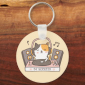 可愛いDJスクラッチKitty Cat Pun Keychain キーホルダー (正面)
