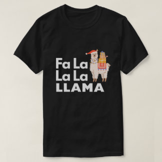 可愛いFAラララマのクリスマスシャツ Tシャツ