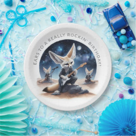 可愛いFennecキツネロッキングアコースティックギター ペーパープレート