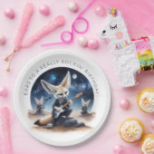 可愛いFennecキツネロッキングアコースティックギター ペーパープレート (パーティー)