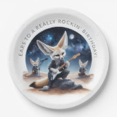 可愛いFennecキツネロッキングアコースティックギター ペーパープレート (正面)