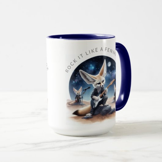 可愛いFennecキツネロッキングアコースティックギター マグカップ (正面右)
