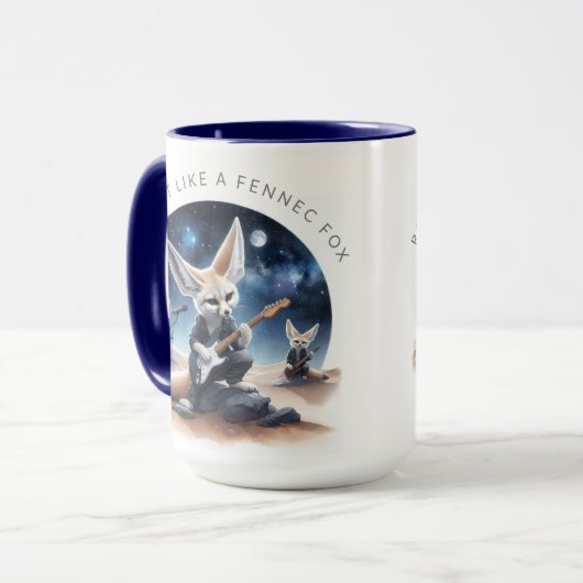 可愛いFennecキツネロッキングアコースティックギター マグカップ (正面左)