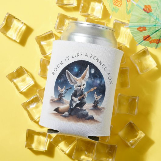 可愛いFennecキツネロッキングアコースティックギター 缶クーラー (インサイチュ 夏)