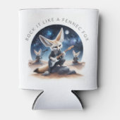 可愛いFennecキツネロッキングアコースティックギター 缶クーラー (正面)