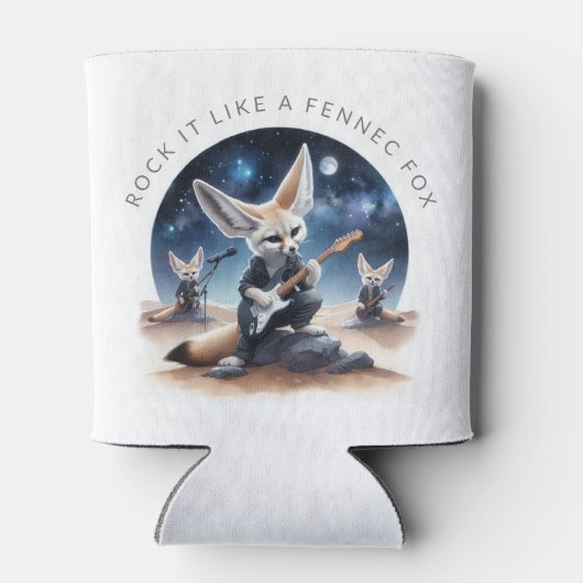 可愛いFennecキツネロッキングアコースティックギター 缶クーラー (裏面)