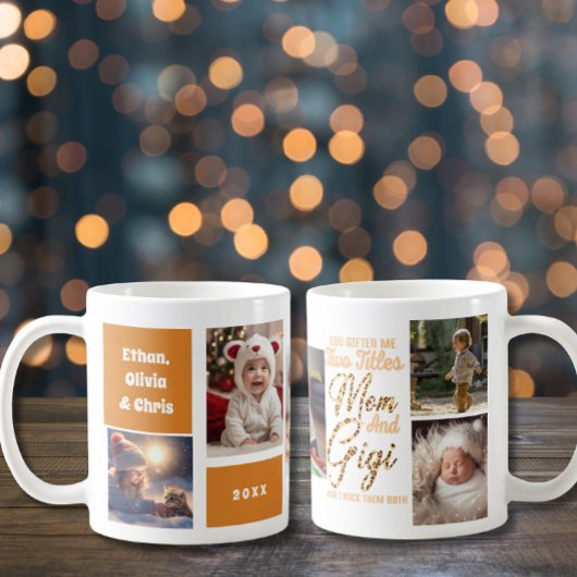 可愛いGigiママ孫フォトコラージュ コーヒーマグカップ