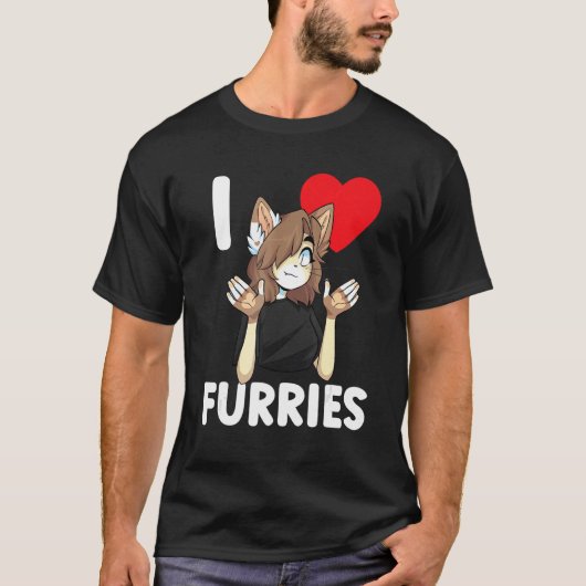 可愛いIハートフリースFurry Fandom Love 2 Tシャツ (正面)