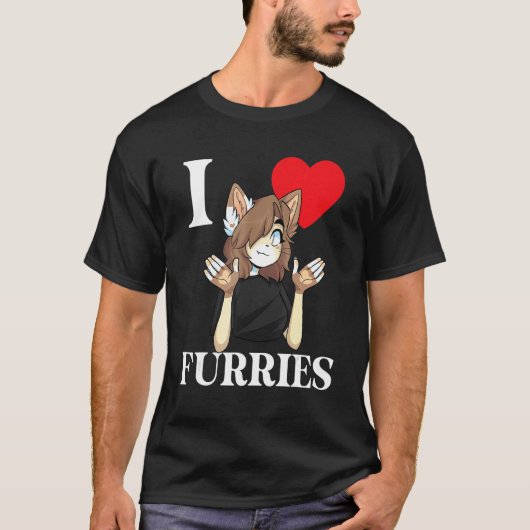 可愛いIハートフリースFurry Fandom Love 4 Tシャツ (正面)