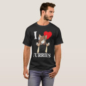 可愛いIハートフリースFurry Fandom Love 4 Tシャツ (正面フル)