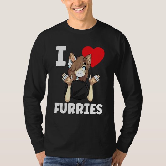 可愛いIハートフリースFurry Fandom Love Tシャツ (正面)