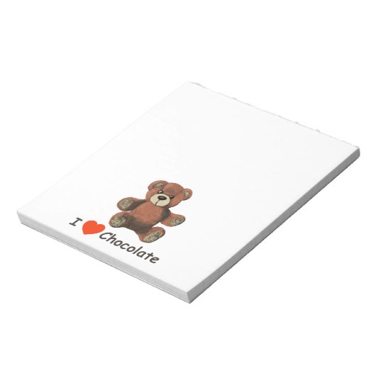 可愛いIハート(愛)チョコレートテディベア ノートパッド (回転)