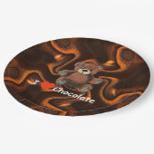 可愛いIハート(愛)チョコレートテディベア ペーパープレート (アングル)