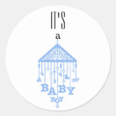可愛いIts a男の赤ちゃんブルーベビー発表 ラウンドシール (正面)