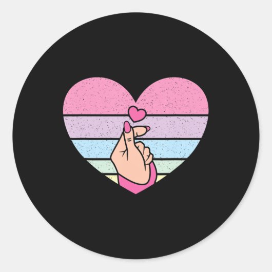 可愛いK音楽ポップ・アートのレトロハートアニメ恋人Kpop ラウンドシール (正面)