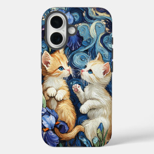 可愛いKIttens遊のバンゴッホアイリスケースメイト iPhone 16ケース