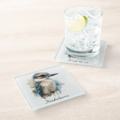 可愛いKookaburra on a Branch, カスタム ガラスコースター (アングル)