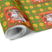 可愛いLadybug誕生日写真カスタマイズ ラッピングペーパー (ロールコーナー)