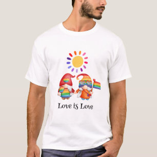 可愛いLGBTQ愛は愛カラフル虹 Tシャツ