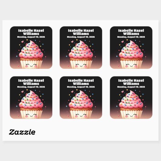 可愛いL'ilカップケーキキャンディ散策ベビーシャワー スクエアシール (シート)