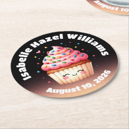 可愛いL'ilカップケーキキャンディ散策ベビーシャワー ラウンドペーパーコースター