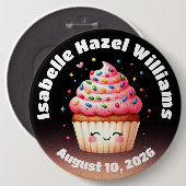 可愛いL'ilカップケーキキャンディ散策ベビーシャワー 缶バッジ (正面&裏面)