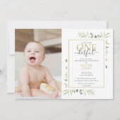 可愛いLittle Mr. ONEderful Photo Boy First誕生日 招待状 (正面)