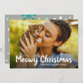 可愛いMeowyクリスマスペット猫好き写真 シーズンカード (正面/裏面)