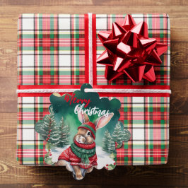 可愛いMOMバニーラビットサンタクリスマスホリデー名 オーナメントカード