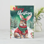 可愛いMOMバニーラビットサンタクリスマスホリデー名 シーズンカード (スタンド正面)