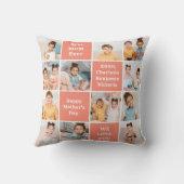 可愛いMOM 12パーソナライズされたフォトコラージュコーラルピーチ クッション (裏面)