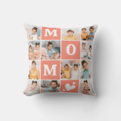 可愛いMOM 12パーソナライズされたフォトコラージュコーラルピーチ クッション (正面)