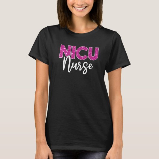 可愛いNICUナース分賞ピンクカラフルN Tシャツ (正面)