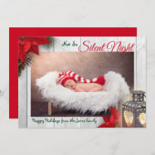 可愛いNot 静か So Nightベビークリスマスフォト 案内状 (正面/裏面)