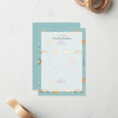 可愛いNYC柄ターコイズ緑パーソナライズされた名 ノートカード (正面/裏面インサイチュ)