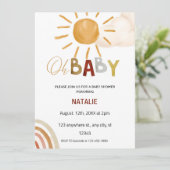 可愛いOHベビー水の色サンシャインベビーシャワー 招待状 (スタンド正面)