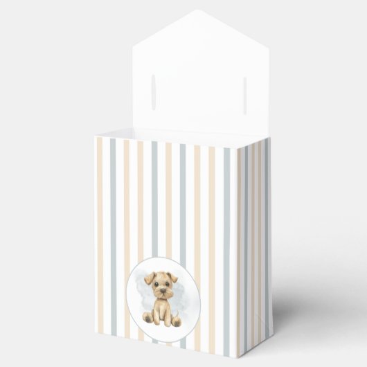 可愛いOh男の子の子犬の青い赤ちゃんシャワーストライプの フェイバーボックス (オープン)