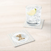 可愛いOh男の子の子犬の青の赤ちゃんシャワー スクエアペーパーコースター (インサイチュ)