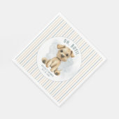 可愛いOh男の子の子犬の青の赤ちゃんシャワー スタンダードランチョンナプキン (角)