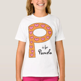 可愛いP字デザインパーソナライズされたガールの名前 Tシャツ