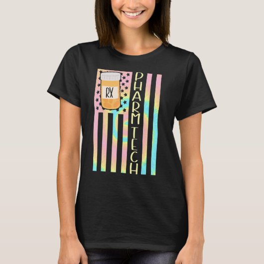 可愛いpharm技術薬局技術者アメリカ国旗 tシャツ (正面)