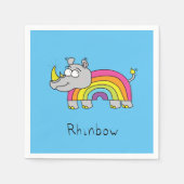 可愛いRhinoレインボーライノセロス子供の漫画 スタンダードカクテルナプキン (正面)