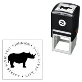 可愛いRhino Safariリターンラベル セルフインキングスタンプ (インサイチュ)