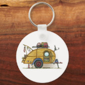 可愛いRVヴィンテージティアドロップキャンパートラベルトレーラー キーホルダー (正面)