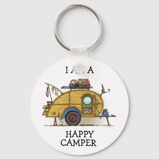 可愛いRVヴィンテージティアドロップキャンパートラベルトレーラー キーホルダー (正面)