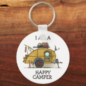 可愛いRVヴィンテージティアドロップキャンパートラベルトレーラー キーホルダー (正面)