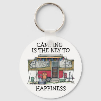 可愛いRVヴィンテージポップアップキャンパー旅行トレーラー キーホルダー
